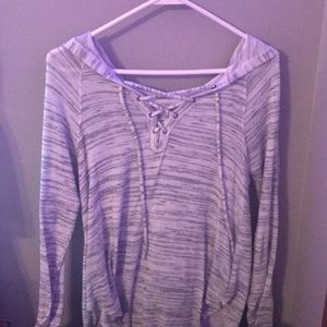 gray and white sweater with hood